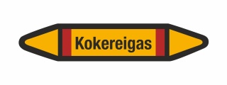 Rohrleitungskennzeichnung Aufkleber Etikett Kokereigas DIN 2403 Brennbare Gase - 75 x 15 mm / 10 Stück