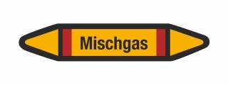 Rohrleitungskennzeichnung Aufkleber Etikett Mischgas DIN 2403 Brennbare Gase - 75 x 15 mm / 100 Stück