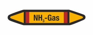 Rohrleitungskennzeichnung Aufkleber NH3 Gas Ammoniak DIN 2403 Brennbare Gase - 75 x 15 mm / 10 Stück