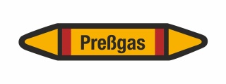Rohrleitungskennzeichnung Aufkleber Etikett Pre&szlig;gas DIN 2403 Brennbare Gase