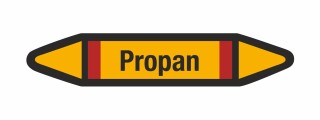 Rohrleitungskennzeichnung Aufkleber Etikett Propan DIN 2403 Brennbare Gase - 75 x 15 mm / 100 Stück