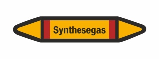 Rohrleitungskennzeichnung Aufkleber Etikett Synthesegas DIN 2403 Brennbare Gase - 75 x 15 mm / 10 Stück