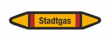 Rohrleitungskennzeichnung Aufkleber Etikett Stadtgas DIN 2403 Brennbare Gase - 300 x 60 mm / 1000 Stück