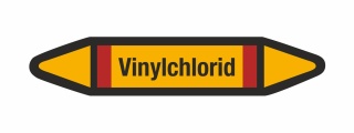 Rohrleitungskennzeichnung Aufkleber Etikett Vinylchlorid DIN 2403 Brennbare Gase - 75 x 15 mm / 10 Stück