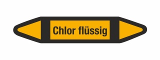 Rohrleitungskennzeichnung Aufkleber Chlor flüssig DIN 2403 Nichtbrennbare Gase - 300 x 60 mm / 1000 Stück