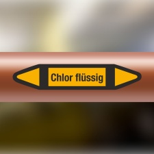 Rohrleitungskennzeichnung Aufkleber Chlor flüssig DIN 2403 Nichtbrennbare Gase - 300 x 60 mm / 1000 Stück