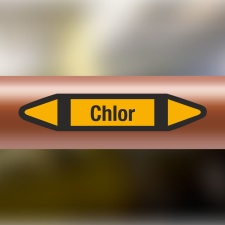 Rohrleitungskennzeichnung Aufkleber Etikett Chlor DIN 2403 Nichtbrennbare Gase - 75 x 15 mm / 10 Stück