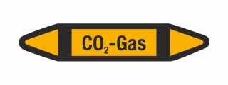Rohrleitungskennzeichnung Aufkleber CO2 Gas DIN 2403 Nichtbrennbare Gase - 125 x 25 mm / 100 Stück