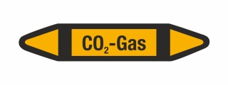 Rohrleitungskennzeichnung Aufkleber CO2 Gas DIN 2403 Nichtbrennbare Gase - 300 x 60 mm / 1000 Stück