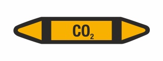 Rohrleitungskennzeichnung Aufkleber Etikett CO2 DIN 2403 Nichtbrennbare Gase - 75 x 15 mm / 10 Stück