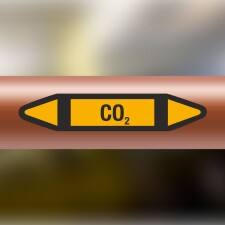 Rohrleitungskennzeichnung Aufkleber Etikett CO2 DIN 2403 Nichtbrennbare Gase - 75 x 15 mm / 20 Stück