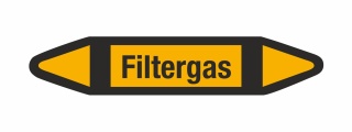Rohrleitungskennzeichnung Aufkleber Filtergas DIN 2403 Nichtbrennbare Gase - 300 x 60 mm / 1000 Stück