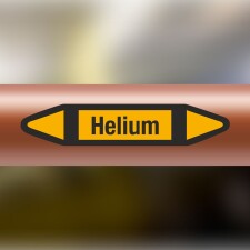 Rohrleitungskennzeichnung Aufkleber Helium DIN 2403 Nichtbrennbare Gase - 75 x 15 mm / 50 Stück