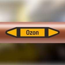 Rohrleitungskennzeichnung Aufkleber Ozon DIN 2403 Nichtbrennbare Gase - 300 x 60 mm / 1000 Stück