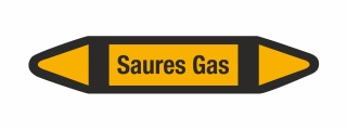 Rohrleitungskennzeichnung Aufkleber Saures Gas DIN 2403 Nichtbrennbare Gase - 75 x 15 mm / 10 Stück