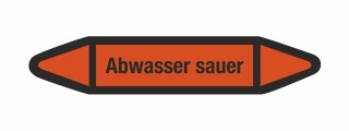 Rohrleitungskennzeichnung Aufkleber Etikett Abwasser sauer DIN 2403 Säuren - 125 x 25 mm / 10 Stück
