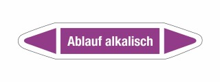 Rohrleitungskennzeichnung Aufkleber Etikett Ablauf alkalisch DIN 2403 Laugen - 125 x 25 mm / 20 Stück