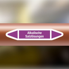 Rohrleitungskennzeichnung Aufkleber Etikett Alkalische Salzl&ouml;sung DIN 2403 Laugen