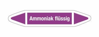 Rohrleitungskennzeichnung Aufkleber Etikett Ammoniak flüssig DIN 2403 Laugen - 300 x 60 mm / 1000 Stück