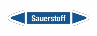 Rohrleitungskennzeichnung Aufkleber Etikett Sauerstoff DIN 2403 Sauerstoff - 125 x 25 mm / 50 Stück