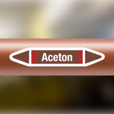 Rohrleitungskennzeichnung Aufkleber Aceton DIN 2403 Brennbare Flüssigkeiten - 300 x 60 mm / 1000 Stück