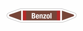 Rohrleitungskennzeichnung Aufkleber Benzol DIN 2403 Brennbare Flüssigkeiten - 75 x 15 mm / 10 Stück