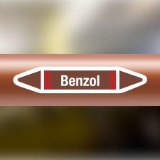 Rohrleitungskennzeichnung Aufkleber Benzol DIN 2403 Brennbare Flüssigkeiten - 75 x 15 mm / 10 Stück
