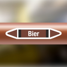 Rohrleitungskennzeichnung Aufkleber Bier DIN 2403 Nichtbrennbare Flüssigkeiten - 75 x 15 mm / 10 Stück