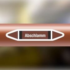 Rohrleitungskennzeichnung Aufkleber Etikett Abschlamm DIN 2403 - 75 x 15 mm / 250 Stück