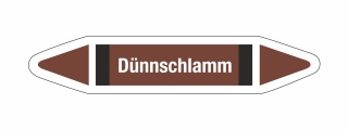 Rohrleitungskennzeichnung Aufkleber Etikett Dünnschlamm DIN 2403 - 125 x 25 mm / 10 Stück