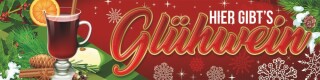 PVC Werbebanner Banner Plane Glühwein Weihnachten, Ösen 3000 x 750 mm