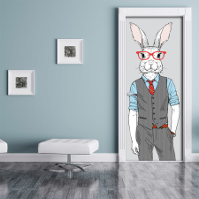 Türtapete Türposter Hase Kaninchen Anzug Brille...