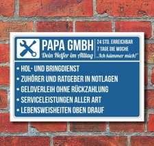 Schild Papa GmbH Geschenk Geburtstag Vatertag 3 mm...