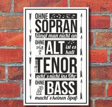 Schild Sopran Alt Tenor Bass Chor Orchester Geburtstag...