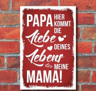 Schild Liebe deines Lebens Vatertag Muttertag Geburtstag Geschenk Alu-Verbund