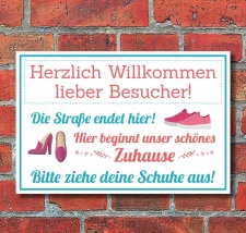 Schild Herzlich willkommen Stra&szlig;e endet hier Schuhe...