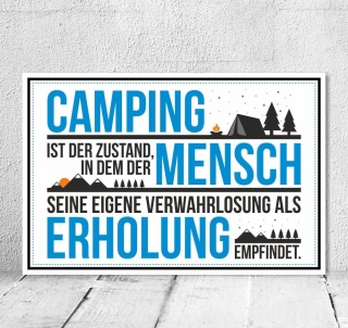 Vintage Shabby Holzschild Camping Zustand Mensch Erholung Geburtstag Geschenk