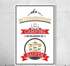 Vintage Holzschild Wettervorhersage Camping mit Saufen...