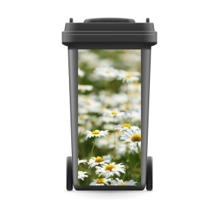 Mülltonnenaufkleber Mülltonne Mülleimer Abfalltonne Wiese Blumen Margeriten- 740 x 370 mm