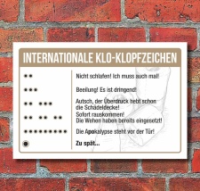 Schild Internationale Klo Klopfzeichen WC Toilette...