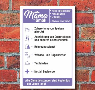 Schild Mutter Mama GmbH Muttertag Geburtstag Geschenk 3 mm Alu-Verbund 450 x 300 mm