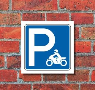 Schild Parkplatz Motorr&auml;der Motorrad Hinweisschild Parkplatzschild 200 x 200 mm