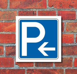Schild Parkplatz Pfeil links Hinweisschild Parkplatzschild 200 x 200mm