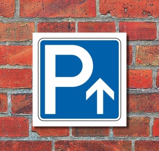 Schild Parkplatz Pfeil geradeaus Hinweisschild Parkplatzschild 200 x 200mm