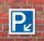 Schild Parkplatz Pfeil links abw&auml;rts Hinweisschild Parkplatzschild 200 x 200mm