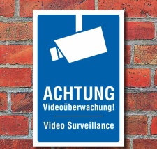 Schild Video&uuml;berwachung video&uuml;berwacht Video...
