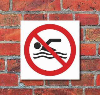 Schild Schwimmen verboten Verbotsschild Hinweisschild 200 x 200 mm