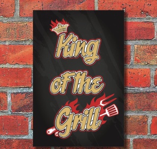Schild King of the Grill Barbecue grillen Geschenk Geburtstag 3 mm Alu-Verbund