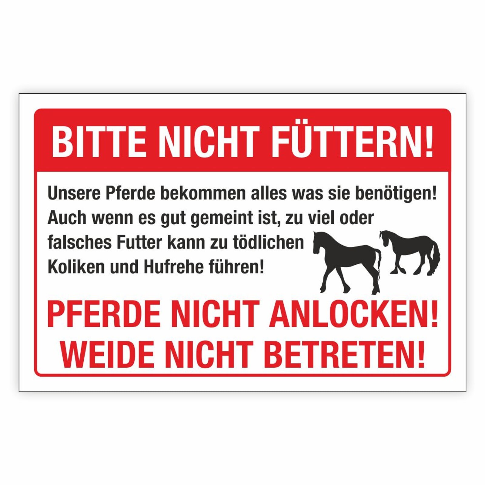 Verbotsschild 'Betreten Der Koppel Und Füttern Der Pferde Verboten' – Wetterfest, 29,5x21 Cm