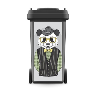 Mülltonnenaufkleber Mülltonne Mülleimer Abfalltonne Tier Pandabär Panda Weste- 720 x 320 mm